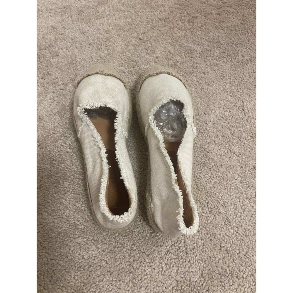 Patricia Green Womens Espadrille Flats Cream Beige Frayed Canvas Slip On Size 10 - Picture 5 of 9